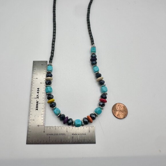 Beaded Necklace Turquoise Multi-Color Stone Style Boho Southwestern Jewelry 18" - Picture 12 of 16